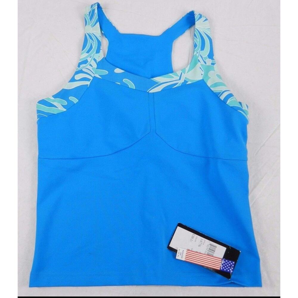 LBH tank top size MEDIUM sleeveless shirt blue NEW easy care NWT (de42)